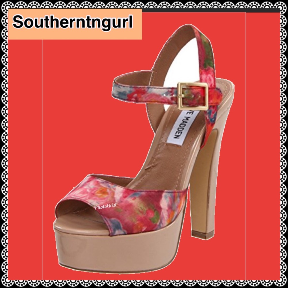 NWOT STEVE MADDEN ”DYNEMT-F”  Floral Platforms Heels